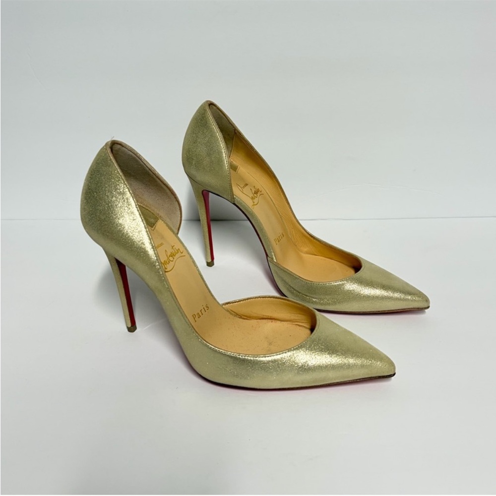 Christian Louboutin Iriza 100 Suede Metal Platine D’orsay - Picture 4 of 10